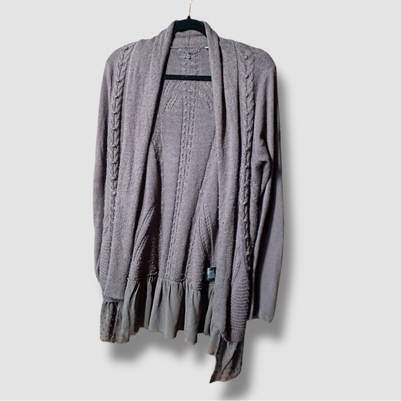 Anthropologie Knitted & Knotted Ismare Cabled Cardi Medium Romantic Long Line - Picture 6 of 13